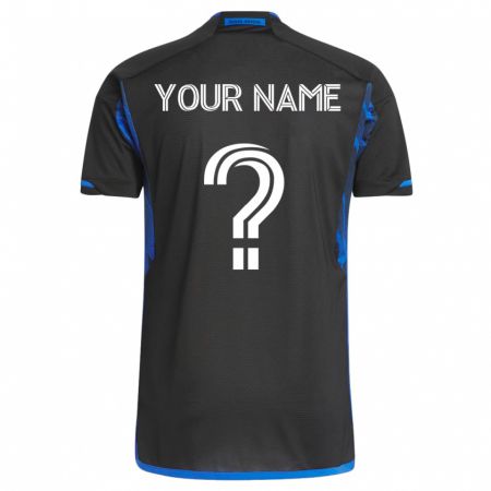 Kandiny Kinder Ihren Namen #0 Blau Schwarz Heimtrikot Trikot 2023/24 T-Shirt