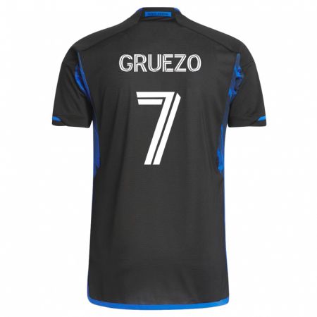 Kandiny Kinder Carlos Gruezo #7 Blau Schwarz Heimtrikot Trikot 2023/24 T-Shirt