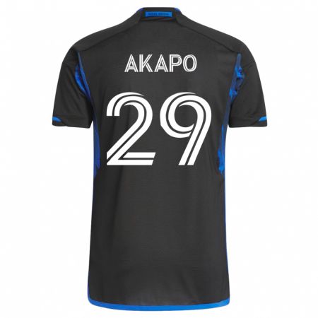 Kandiny Kinder Carlos Akapo #29 Blau Schwarz Heimtrikot Trikot 2023/24 T-Shirt
