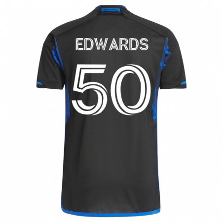 Kandiny Kinder Aaron Edwards #50 Blau Schwarz Heimtrikot Trikot 2023/24 T-Shirt