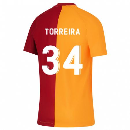 Kandiny Kinder Lucas Torreira #34 Orangefarben Heimtrikot Trikot 2023/24 T-Shirt