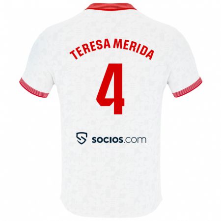 Kandiny Kinder Teresa Merida #4 Weiß Heimtrikot Trikot 2023/24 T-Shirt