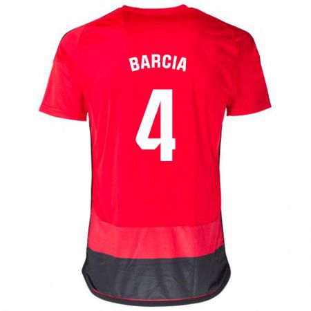 Kandiny Kinder Sergio Barcia #4 Rot Schwarz Heimtrikot Trikot 2023/24 T-Shirt