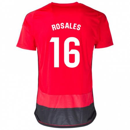 Kandiny Kinder Diego Rosales #16 Rot Schwarz Heimtrikot Trikot 2023/24 T-Shirt
