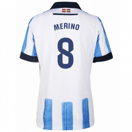 Kandiny Kinder Mikel Merino #8 Blau Weiss Heimtrikot Trikot 2023/24 T-Shirt