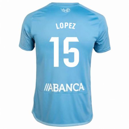 Kandiny Kinder Fer López #15 Blau Heimtrikot Trikot 2023/24 T-Shirt