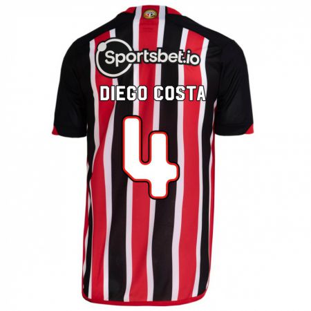 Kandiny Kinder Diego Costa #4 Blau Rot Auswärtstrikot Trikot 2023/24 T-Shirt
