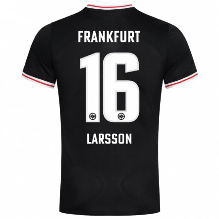 Kandiny Kinder Hugo Larsson #16 Schwarz Auswärtstrikot Trikot 2023/24 T-Shirt