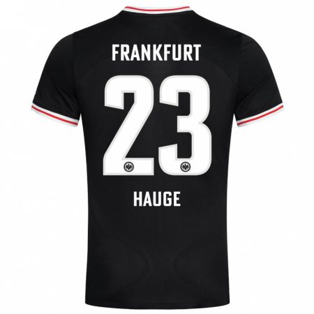 Kandiny Kinder Jens Petter Hauge #23 Schwarz Auswärtstrikot Trikot 2023/24 T-Shirt