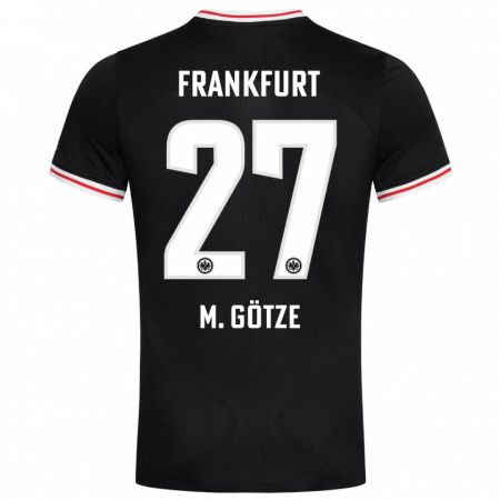Kandiny Kinder Mario Götze #27 Schwarz Auswärtstrikot Trikot 2023/24 T-Shirt