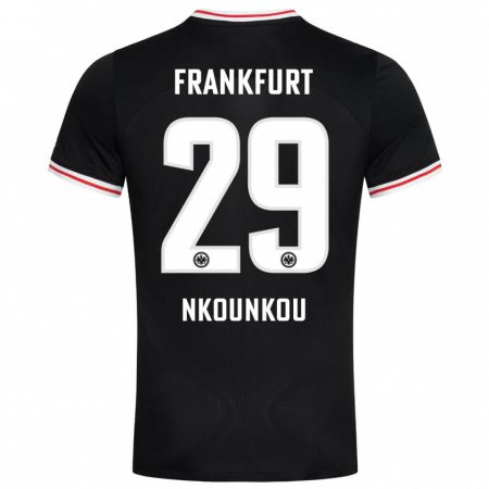 Kandiny Kinder Niels Nkounkou #29 Schwarz Auswärtstrikot Trikot 2023/24 T-Shirt