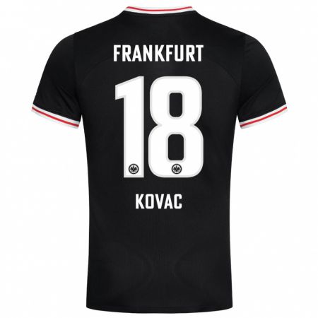 Kandiny Kinder Niko Kovac #18 Schwarz Auswärtstrikot Trikot 2023/24 T-Shirt