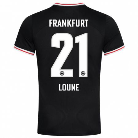 Kandiny Kinder Adam Loune #21 Schwarz Auswärtstrikot Trikot 2023/24 T-Shirt