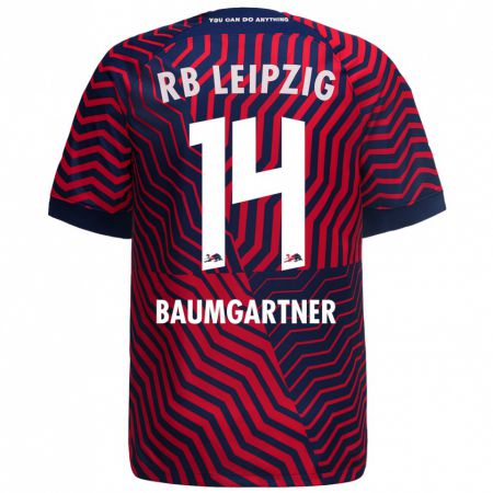 Kandiny Kinder Christoph Baumgartner #14 Blau Rot Auswärtstrikot Trikot 2023/24 T-Shirt