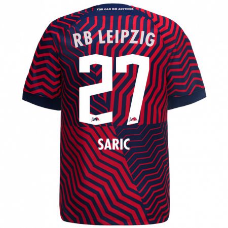 Kandiny Kinder Lucio Saric #27 Blau Rot Auswärtstrikot Trikot 2023/24 T-Shirt