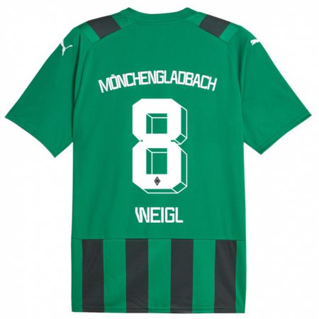Kandiny Kinder Julian Weigl #8 Schwarz Grün Auswärtstrikot Trikot 2023/24 T-Shirt