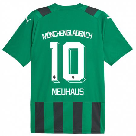 Kandiny Kinder Florian Neuhaus #10 Schwarz Grün Auswärtstrikot Trikot 2023/24 T-Shirt