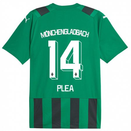 Kandiny Kinder Alassane Plea #14 Schwarz Grün Auswärtstrikot Trikot 2023/24 T-Shirt