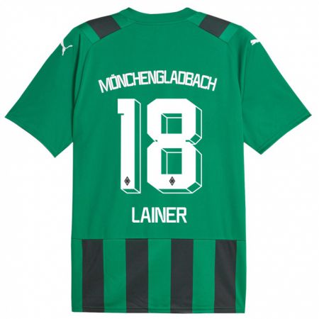Kandiny Kinder Stefan Lainer #18 Schwarz Grün Auswärtstrikot Trikot 2023/24 T-Shirt
