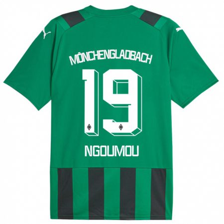 Kandiny Kinder Nathan Ngoumou #19 Schwarz Grün Auswärtstrikot Trikot 2023/24 T-Shirt