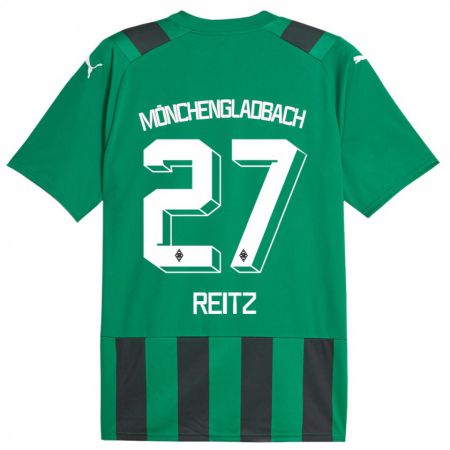 Kandiny Kinder Rocco Reitz #27 Schwarz Grün Auswärtstrikot Trikot 2023/24 T-Shirt