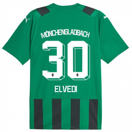 Kandiny Kinder Nico Elvedi #30 Schwarz Grün Auswärtstrikot Trikot 2023/24 T-Shirt