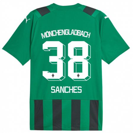 Kandiny Kinder Yvandro Borges Sanches #38 Schwarz Grün Auswärtstrikot Trikot 2023/24 T-Shirt