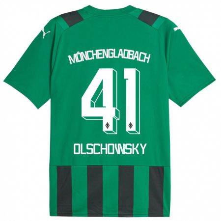 Kandiny Kinder Jan Olschowsky #41 Schwarz Grün Auswärtstrikot Trikot 2023/24 T-Shirt