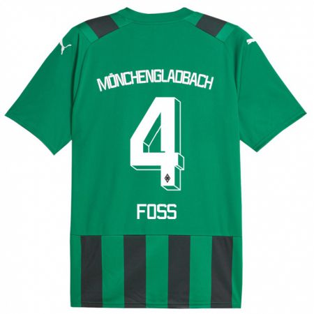 Kandiny Kinder Jonathan Foss #4 Schwarz Grün Auswärtstrikot Trikot 2023/24 T-Shirt