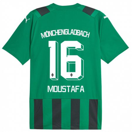 Kandiny Kinder Moustafa Ashraf Moustafa #16 Schwarz Grün Auswärtstrikot Trikot 2023/24 T-Shirt
