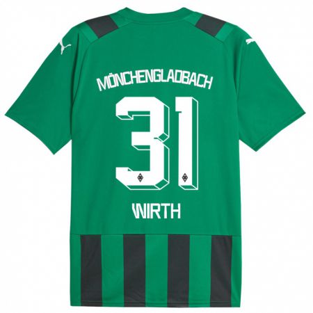 Kandiny Kinder Linus Wirth #31 Schwarz Grün Auswärtstrikot Trikot 2023/24 T-Shirt