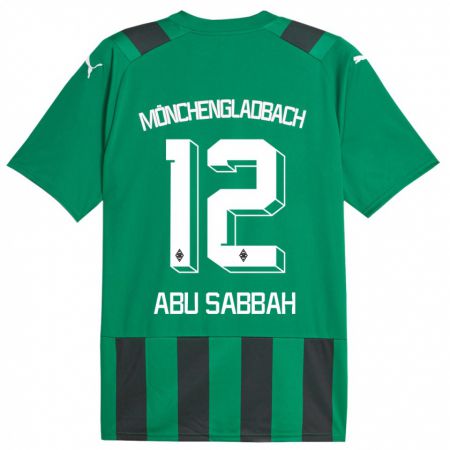 Kandiny Kinder Sarah Abu Sabbah #12 Schwarz Grün Auswärtstrikot Trikot 2023/24 T-Shirt