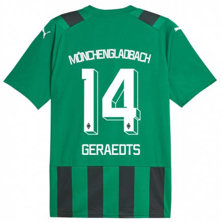 Kandiny Kinder Kelsey Geraedts #14 Schwarz Grün Auswärtstrikot Trikot 2023/24 T-Shirt