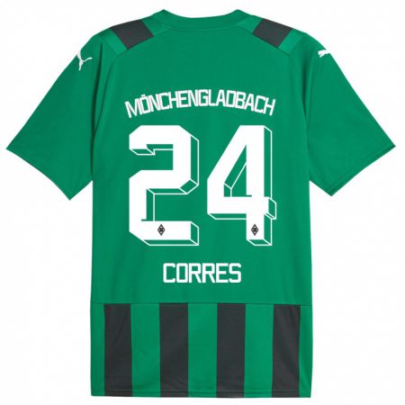 Kandiny Kinder Carolin Corres #24 Schwarz Grün Auswärtstrikot Trikot 2023/24 T-Shirt