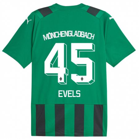 Kandiny Kinder Emily Evels #45 Schwarz Grün Auswärtstrikot Trikot 2023/24 T-Shirt