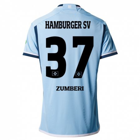 Kandiny Kinder Valon Zumberi #37 Blau Auswärtstrikot Trikot 2023/24 T-Shirt