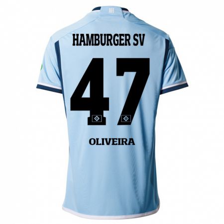 Kandiny Kinder Nicolas Oliveira #47 Blau Auswärtstrikot Trikot 2023/24 T-Shirt