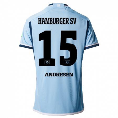 Kandiny Kinder Bent Andresen #15 Blau Auswärtstrikot Trikot 2023/24 T-Shirt