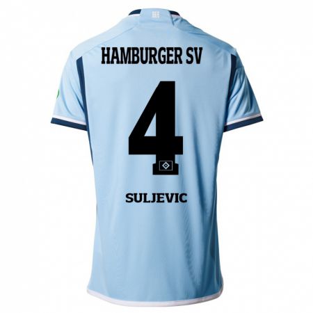 Kandiny Kinder Almin Suljevic #4 Blau Auswärtstrikot Trikot 2023/24 T-Shirt