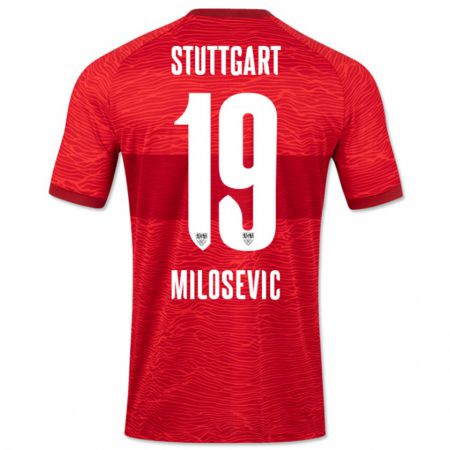 Kandiny Kinder Jovan Milosevic #19 Rot Auswärtstrikot Trikot 2023/24 T-Shirt
