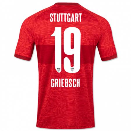 Kandiny Kinder Lukas Griebsch #19 Rot Auswärtstrikot Trikot 2023/24 T-Shirt