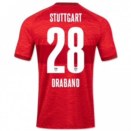 Kandiny Kinder Dominik Draband #28 Rot Auswärtstrikot Trikot 2023/24 T-Shirt