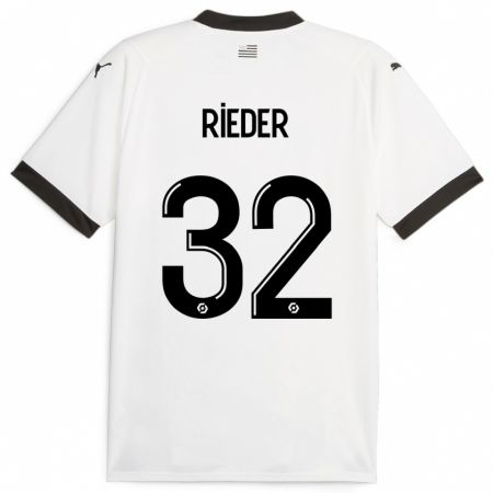 Kandiny Kinder Fabian Rieder #32 Weiß Auswärtstrikot Trikot 2023/24 T-Shirt
