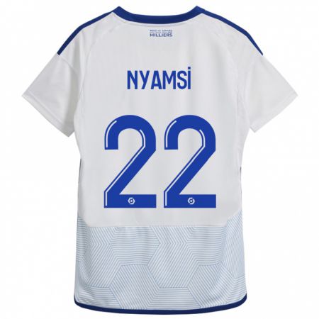 Kandiny Kinder Gerzino Nyamsi #22 Weiß Auswärtstrikot Trikot 2023/24 T-Shirt