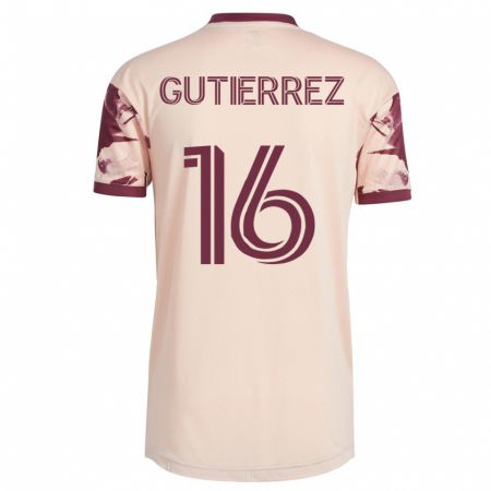 Kandiny Kinder Diego Gutiérrez #16 Cremefarben Auswärtstrikot Trikot 2023/24 T-Shirt