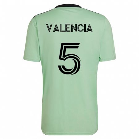 Kandiny Kinder Jhojan Valencia #5 Hellgrün Auswärtstrikot Trikot 2023/24 T-Shirt