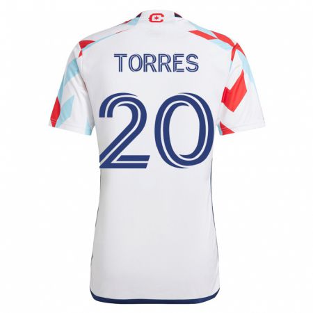 Kandiny Kinder Jairo Torres #20 Weiß Blau Auswärtstrikot Trikot 2023/24 T-Shirt