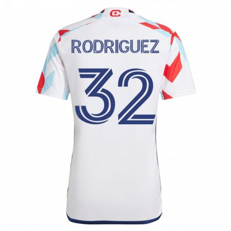 Kandiny Kinder Missael Rodríguez #32 Weiß Blau Auswärtstrikot Trikot 2023/24 T-Shirt