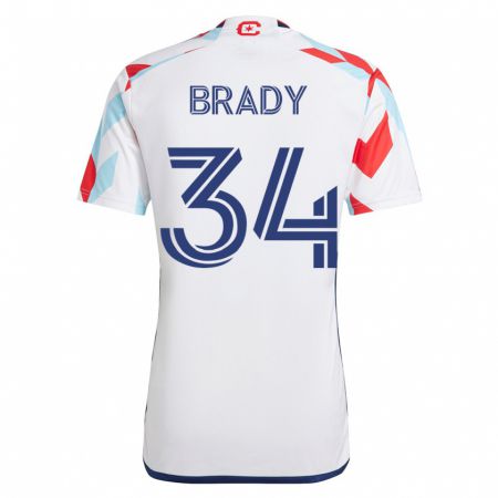 Kandiny Kinder Chris Brady #34 Weiß Blau Auswärtstrikot Trikot 2023/24 T-Shirt