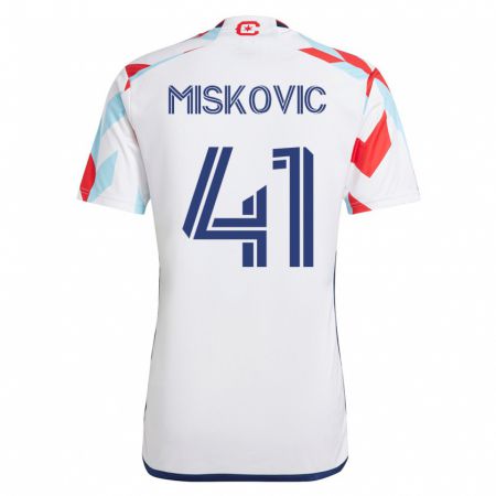 Kandiny Kinder Mihajlo Miskovic #41 Weiß Blau Auswärtstrikot Trikot 2023/24 T-Shirt